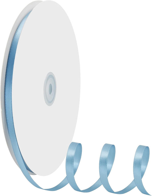 1/4" X 100 Yards Dusty Blue Satin Thin Ribbon Solid Color Double Faced Ribbons Perfect for Crafts Wedding Decor Bow Making Arts Sewing and More