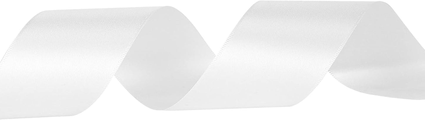 LIUYAXI White Double Faced Satin Ribbon, 2" X Continuous 50 Yards, Ribbons Perfect for Gift Wrapping Wedding DIY Craft Bow Making & Other Projects