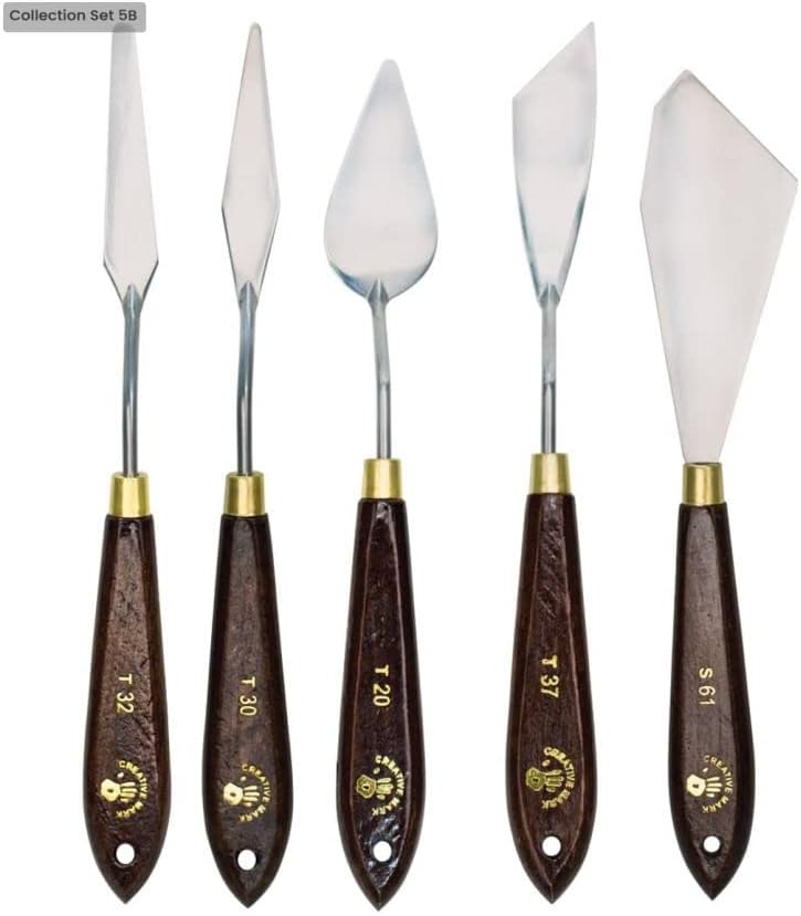 Creative Mark Stainless Steel Palette Knife Painting Tools - Paint Palette with Wooden Handle - Variety of Shapes and Sizes - Collection 5B, Set