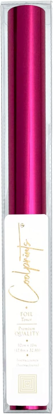 Coolprints Foil for Laminator and Laser Printer, Foil for Toner, Basic Colors, Roll of 12.6 Inches x 32.8 Feet (Pink)