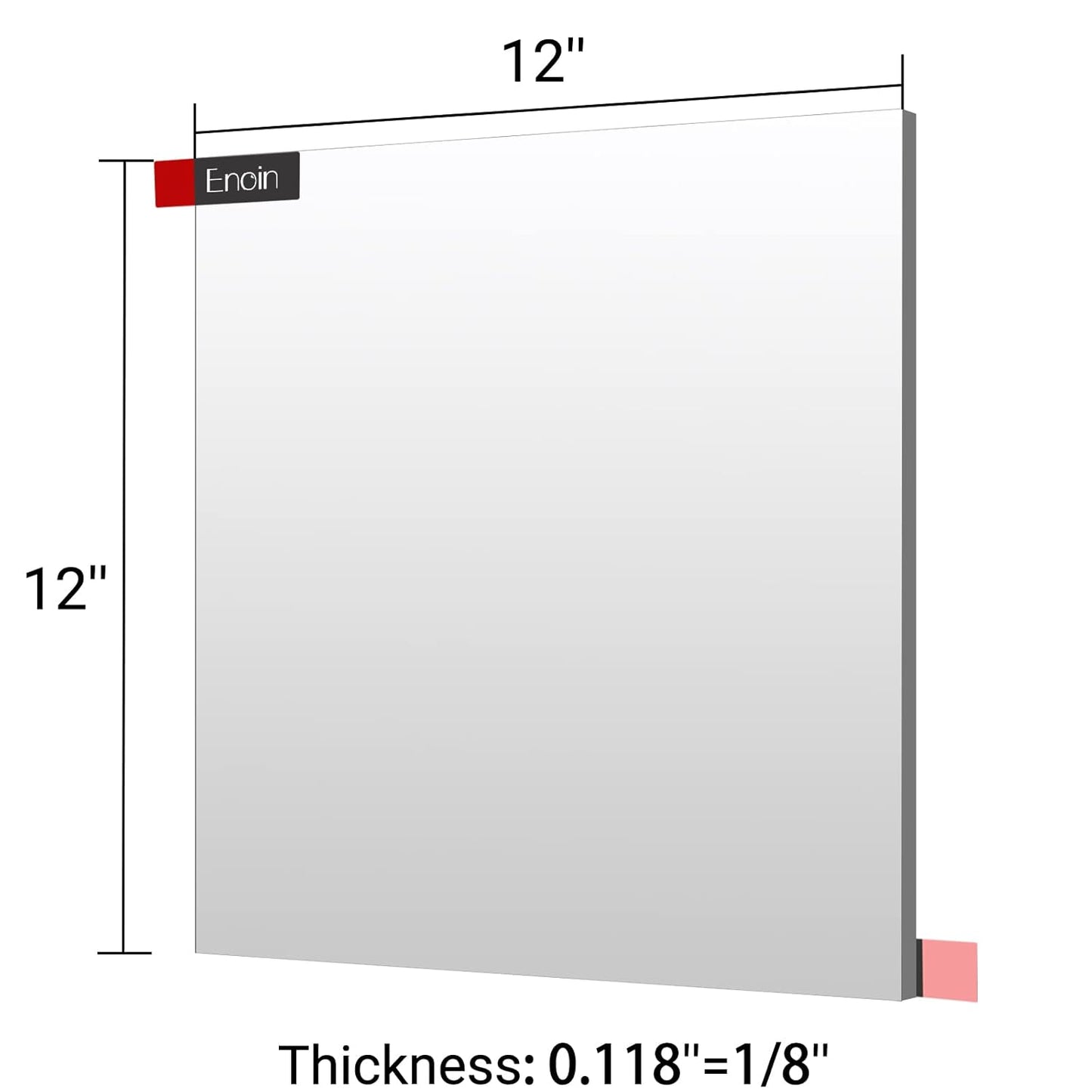 Enoin 1Pack 12 x 12 Inch Silver Mirror Acrylic/Plexiglass Sheet 0.118'' 1/8'' Thick, Non Glass Safety Reflective Mirror Sheet Laser Board Panel for Home and Commercial Use, DIY Craft, Wall Decor