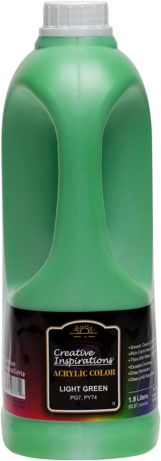 Creative Inspirations Acrylic Paint - Light Green - 1.8 Liter - Smooth & Creamy Consistency, Vibrant Pigmentation, Great Coverage for Artists - Clean Up with Soap & Water