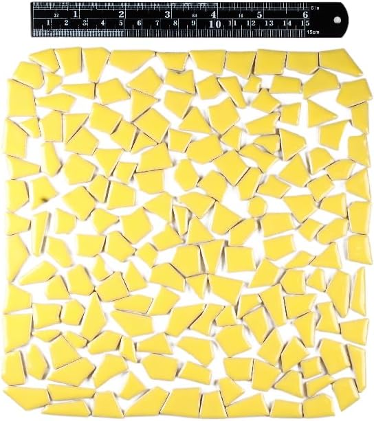 Ceramic Mosaic Tiles for Crafts & Art Projects 200 Grams Vibrant Colors Pieces Fit Together Like a Puzzle Endless Creative Ideas for Mosaic Art DIY Hobbies Small Sizes (Yellow)