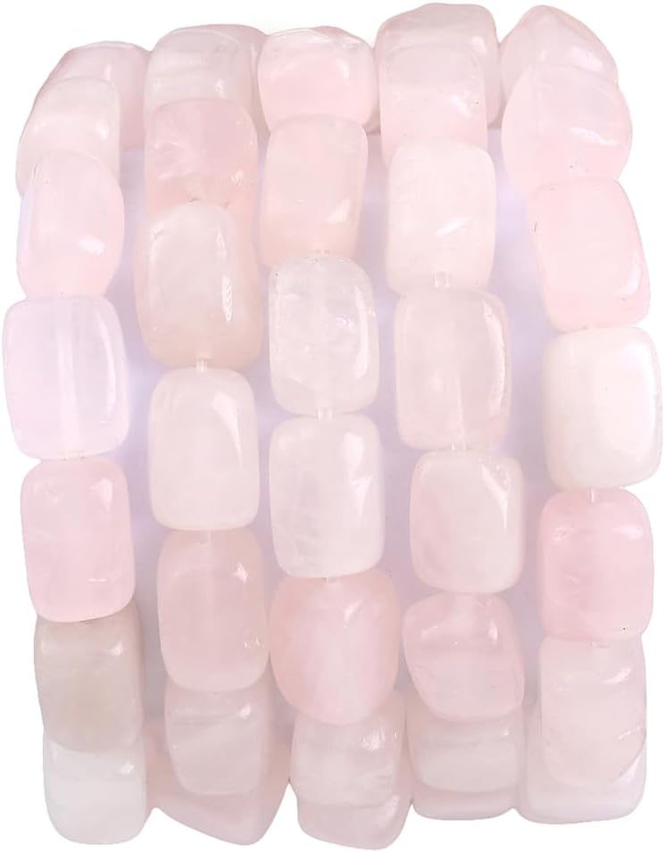 Natural Rose Quartz Cuboid Stone Loose Semi Gemstone Beads for Jewelry Making 8mmx12mm 38cm/Strand