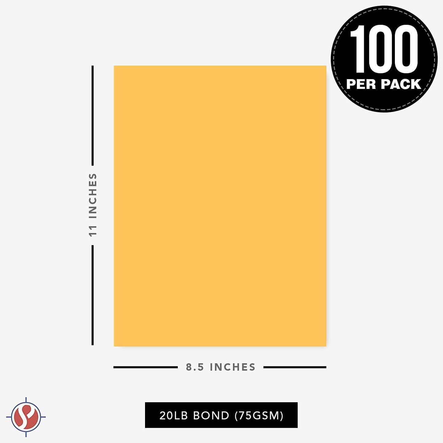 8.5 x 11" Ultra Orange Color Paper Smooth, for School, Office & Home Supplies, Holiday Crafting, Arts & Crafts | Acid & Lignin Free | Regular 20lb Paper - 100 Sheets