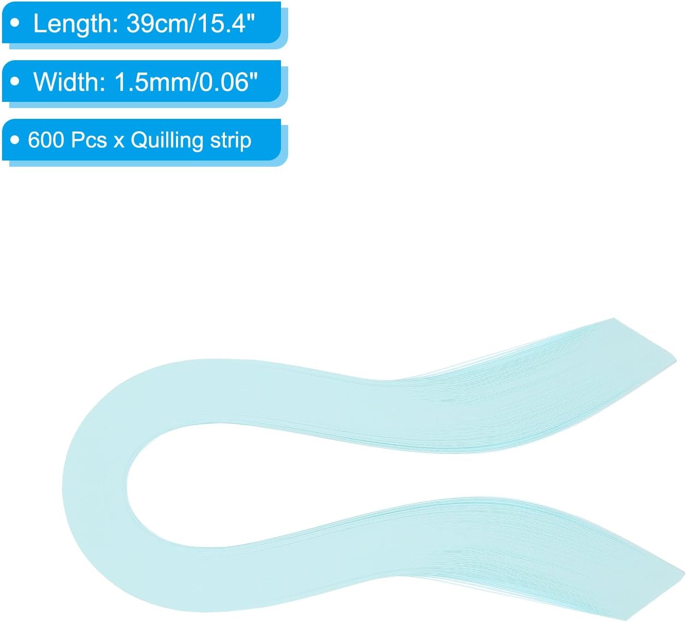 PATIKIL Quilling Strips Paper 600pcs 1.5mm 39cm Origami Paper Quilling Kits for Art DIY Hand Craft Christmas, Light Blue