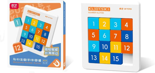 LiangCuber QY Toys Macaron Color 4x4 Klotski Puzzle Magnetic Sliding Number Puzzle,15-Digit Version ABS Brain Teasers Toy Tangram Jigsaw Intelligence (2024 Edition)