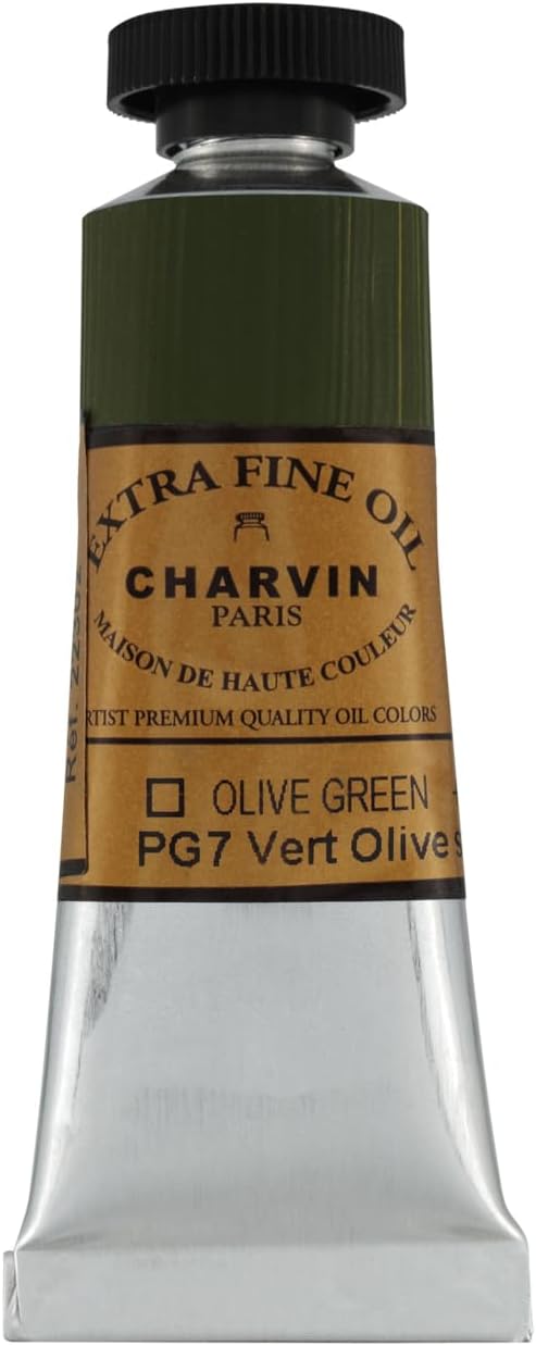 Charvin Extra Fine Oil Paint, Olive Green 20 mL - Triple-Milled, Rich Texture, Poppy Oil-Based, Light-Fast, Handmade, Archival Quality