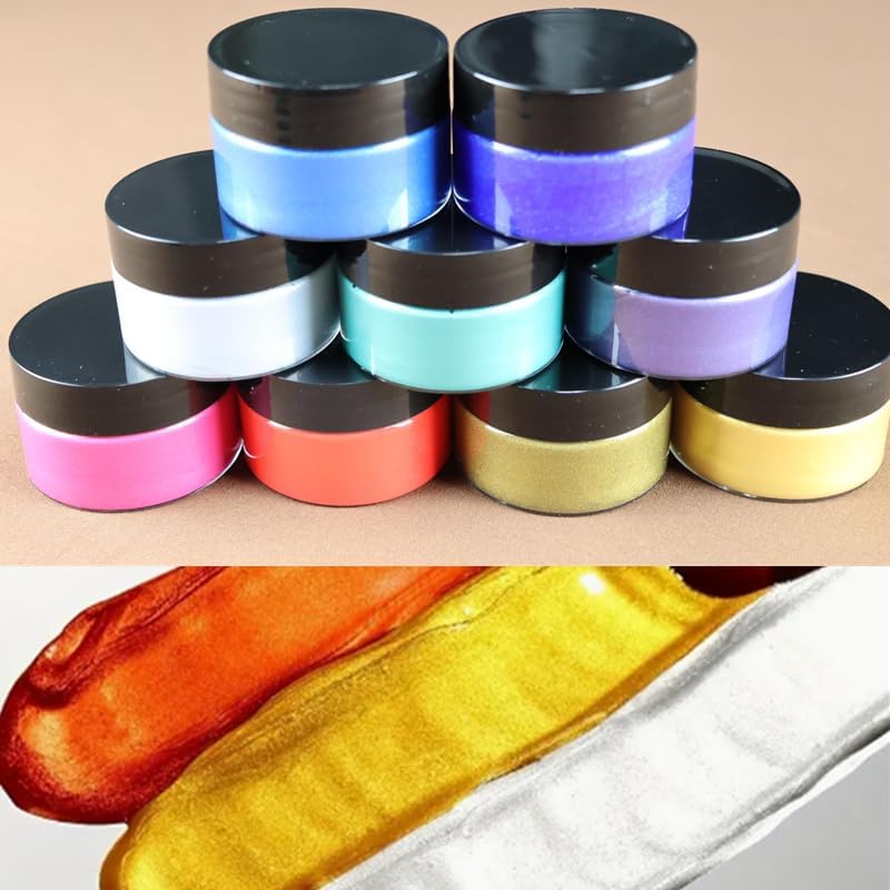 Shimmer Metallic Acrylic Paint Metallic Chalk Paste 1.7oz/50ml, Ideal for Wood/T-Shirts/Glass/Stone, DIY Crafts Projects Glitter Pearlescent Golden Pigment Suitable for Beginners Artists (Pearlescent White)