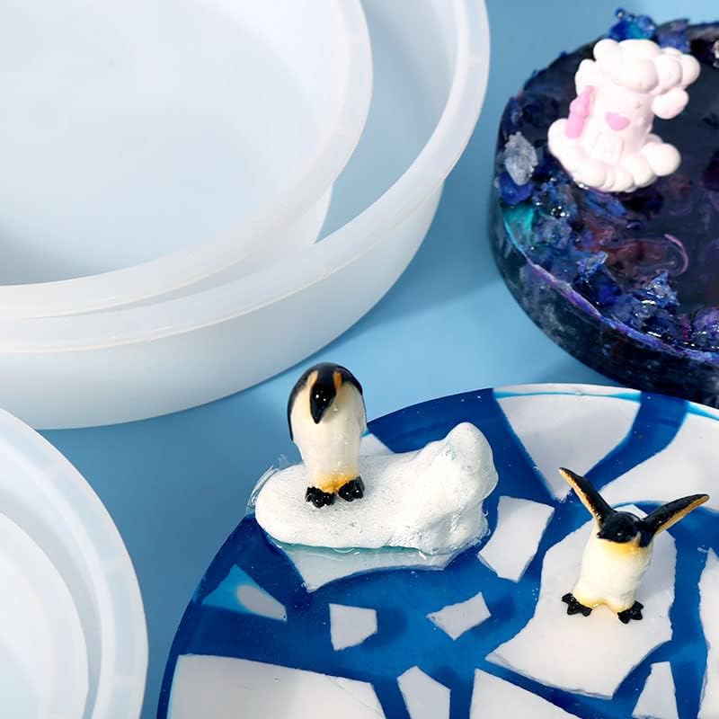 4 Deep Silicone Molds for Resin - Round Molds 3" x 2" in, 5" x 2" in, 7" x 2" in, 9" x 2" in - Epoxy Resin Molds for Flowers Preservation