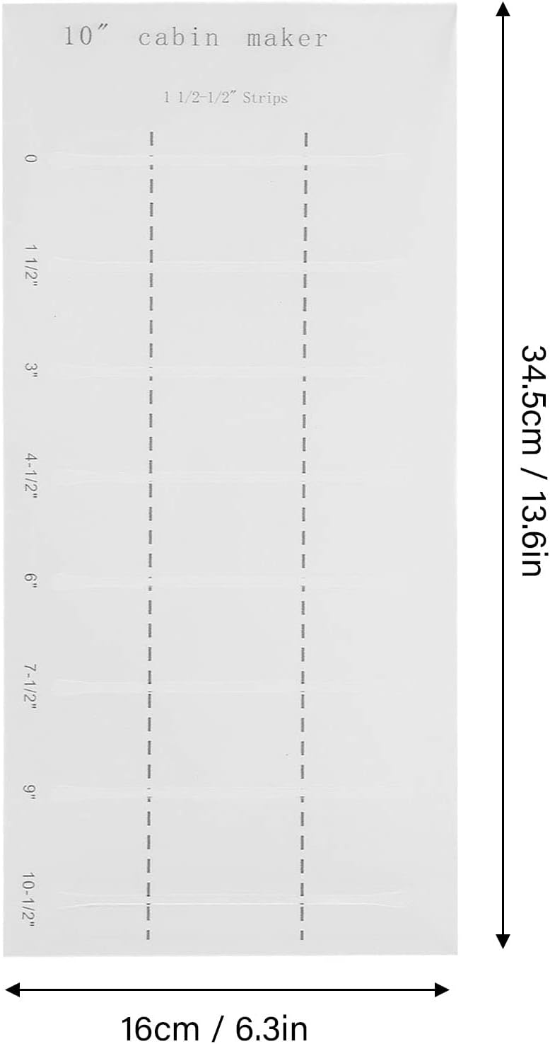 Fydun 10 Inch Log Cabin Quilting Rulers, Clear Scale Smoother Rulers,Acrylic Quilters Edges Maker Template Set for Sewing Lovers Acrylic L Blocks Quilt Crafts