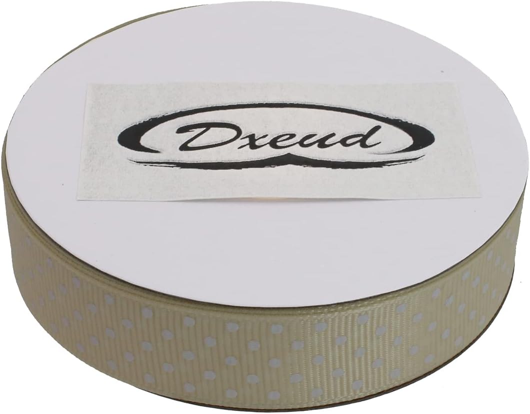 Polka Dot Grosgrain Ribbon 25 Yard Each Roll 100% Polyester (3/4", Beige)