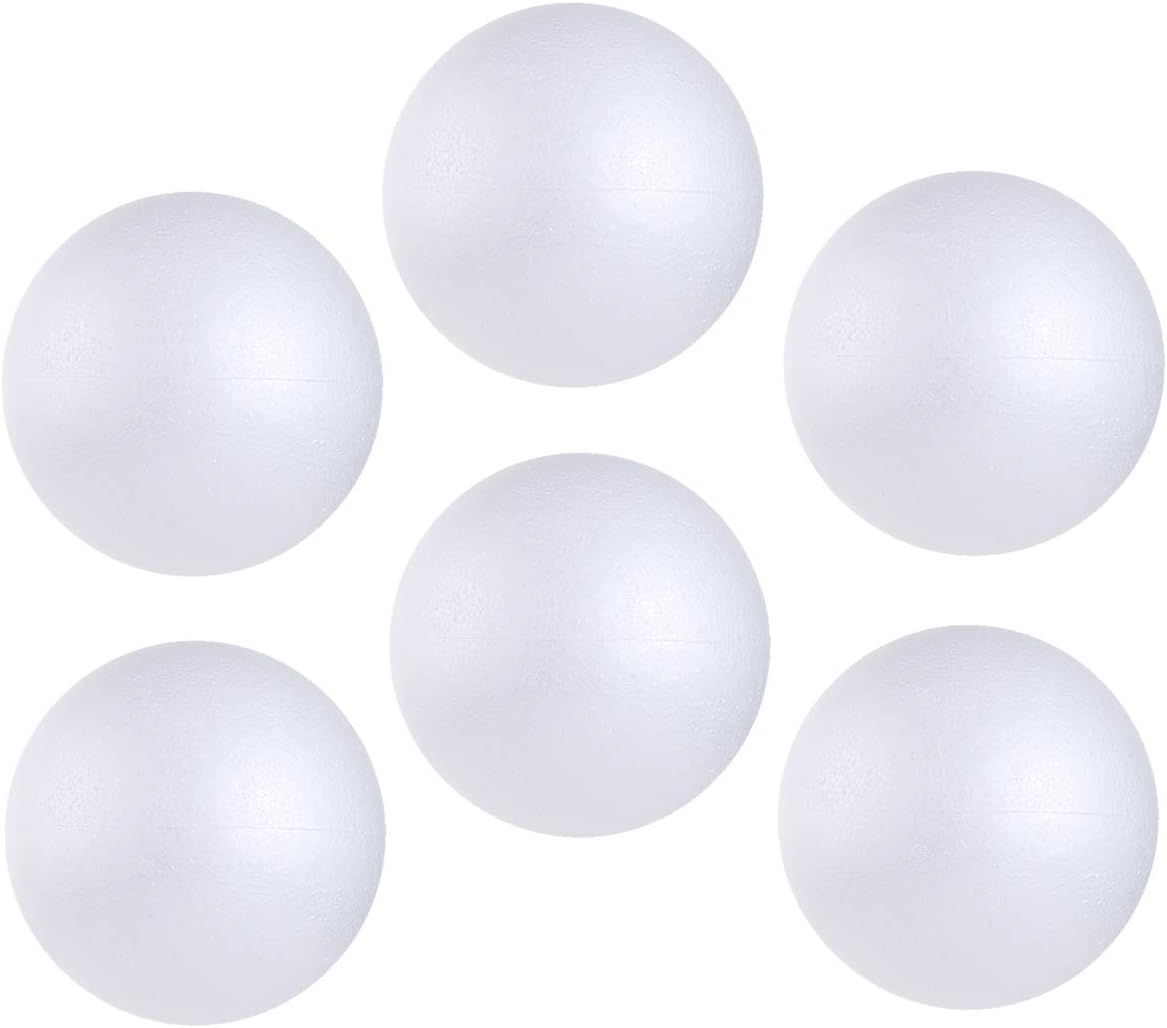 CCINEE 6PCS 6 Inch White Foam Balls Polystyrene Craft Balls Foam Balls for Art, Craft, Household, School Projects and Christmas Easter Party Decorations Supply
