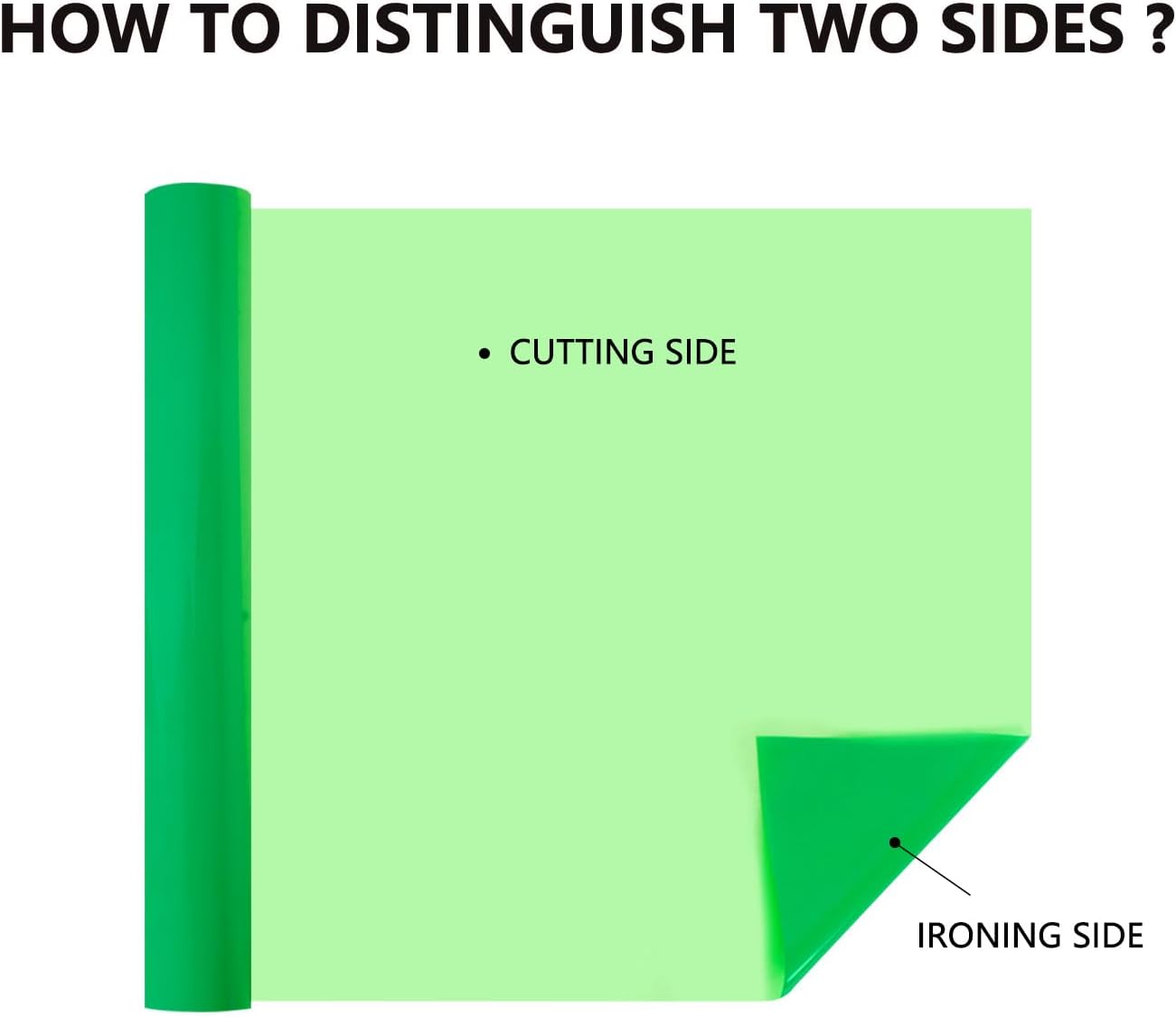 guangyintong Glow in The Dark Heat Transfer Vinyl HTV Rolls, 12" x 8ft Luminous Fruit Green Iron on Vinyl for T-Shirts Costumes, PU Elastic HTV Vinyl for All Cutter Machines Easy to Cut & Weed