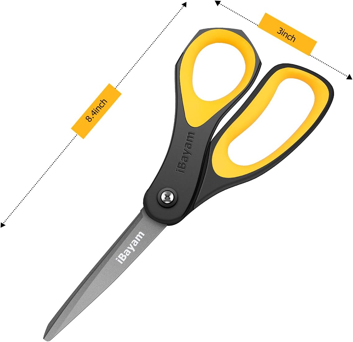 Scissors, iBayam 3 Pack 8" All Purpose Nonstick Scissors, 2.5MM Thickness Titanium Blades with Comfort Grip, Heavy Duty Shears for Office School Home Classroom General Use Art and Craft DIY Supplies