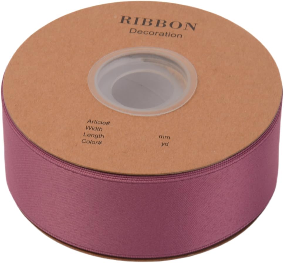Double Side Satin Ribbon, Continuous 20 Yards,Use for Craft Bows Bouquet, Gift Wrapping, Wedding Decoration, Floral Arrangement (Dark Purple, 1-1/2 inch)