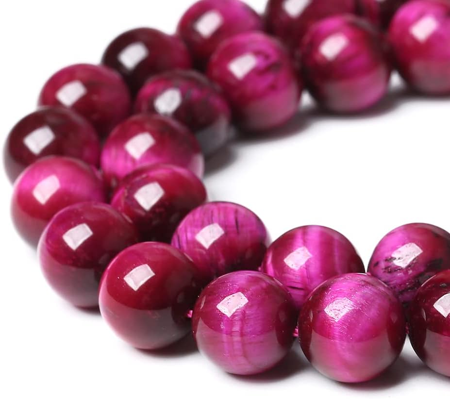 AAA Natural Rose Red Tiger Eye Agate Stone Round Loose Beads for Jewelry Making Semi-Precious Beads DIY Bracelet Necklace 8mm 48pcs (Rose Red Tiger Eye Stone, 8mm)