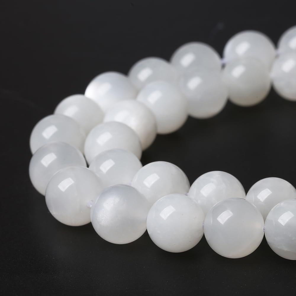 88pcs 4mm Natural White Moonstone Beads AAA Gemstone Round Loose Beads for Jewelry Making DIY Bracelets Necklaces Crystal Energy Healing Stone Beads 15" (4mm, White Moonstone)