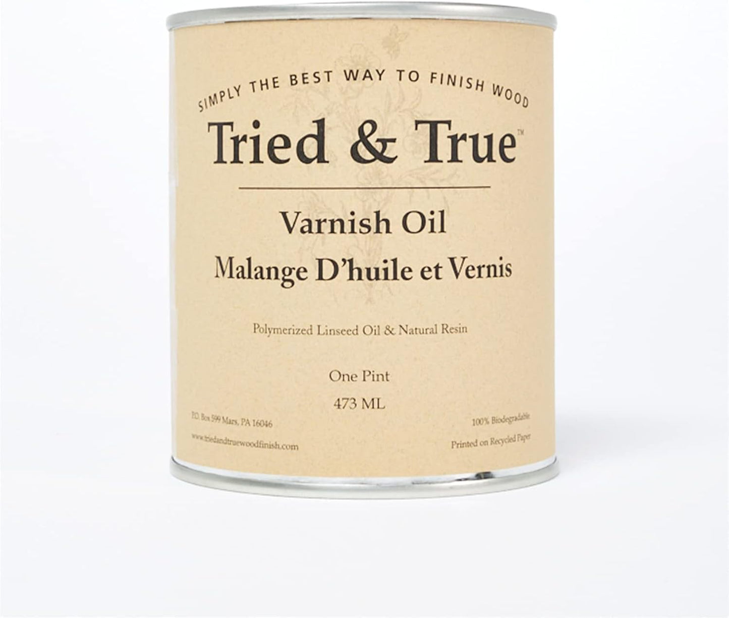 Tried & True Superior Varnish Oil Wood Finish, Pint - Natural Pine Resin & Linseed Oil, Ideal for Interior Furniture, Tables, Countertops - Non-Toxic, Scratch Resistant & Durable
