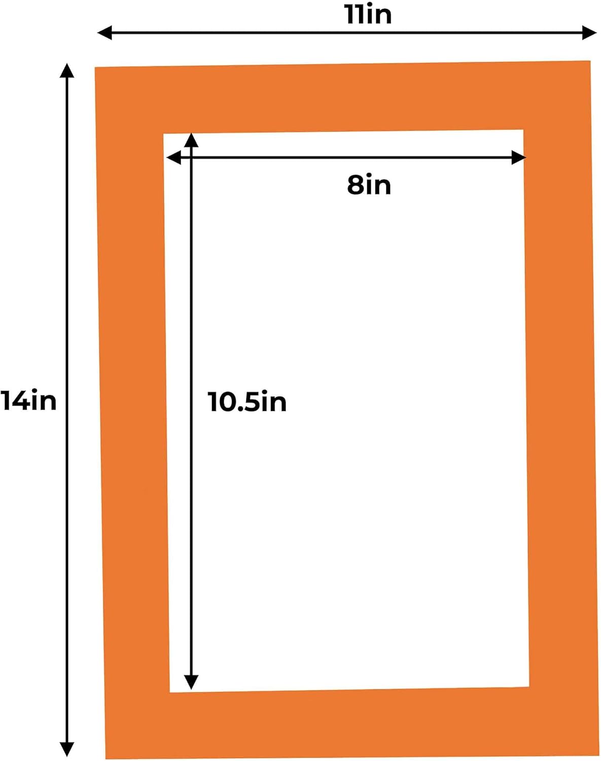 11x14 Mat for 8.5x11 Photo - Precut Orange Picture Matboard for Frames Measuring 11 x 14 Inches - Bevel Cut Matte to Display Art Measuring 8.5 x 11 Inches - Acid Free ONE MAT