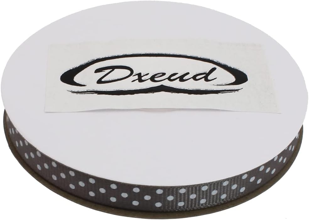 Polka Dot Grosgrain Ribbon 25 Yard Each Roll 100% Polyester (3/8", Gray)