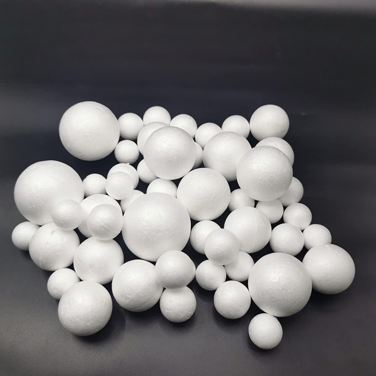 FFchuanhe 63Pack Craft Foam Balls Assorted Sizes (0.8-2.4 in) 60Pack, Foam Balls for Arts and Crafts, Christmas, School Craft Project and Holiday Party