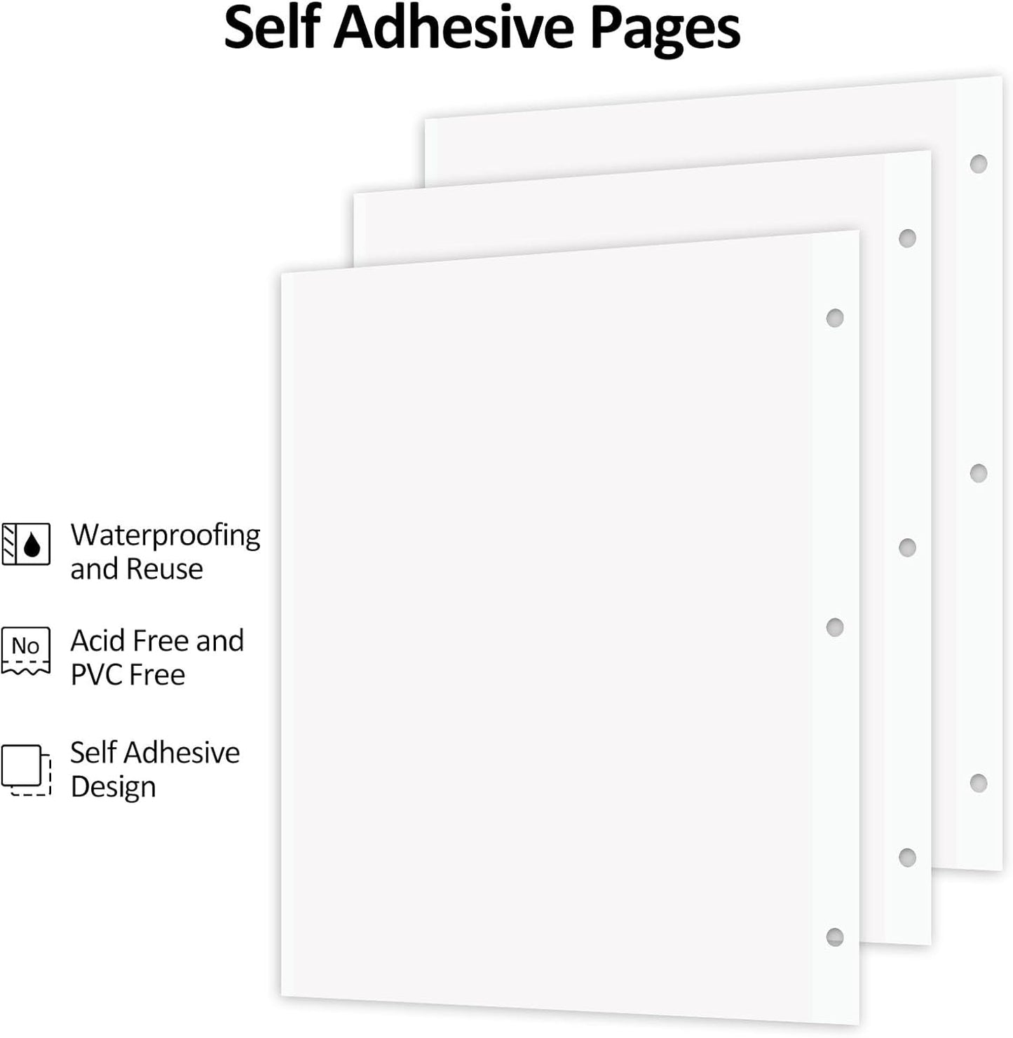 Zesthouse Photo Album Refill Pages for 3 Ring (10 Pack), 16 in Photo Albums Self Adhesive Pages Holds 8x10 5x7 4x6 2x3 Photos or Recipe Cards
