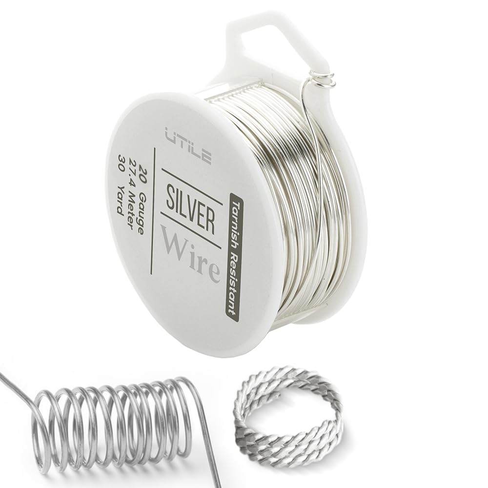 UTILE 18 20 22 24 Gauge 90 ft 99.9% Pure Soft Copper Wire for Electroculture Gardening, Jewelry Making, Crafting Wire Bendable, Plant Wire (Silver 22)