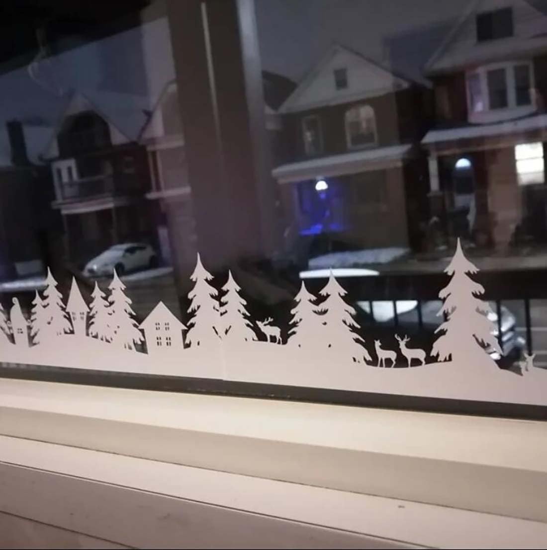 Christmas Stencils for Window Glass Large Christmas Stencils for Door Mats Forest Deer Winter Scene Holiday Stencil for Painting on Wood Doormat Fabrics Decor