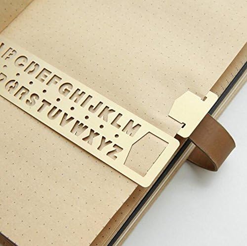 Fascola Brass Alphabet & Number Template Set of 2, Multifunctional Drawing Stencil Bookmark Lettering Stencil Set Guide with Symbols