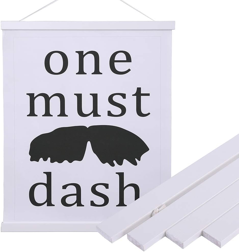 Artmag Magnetic Poster Hanger Frame, 27x40 27x41 27x32 Light Wood Wooden Magnet Canvas Artwork Print Poster Hangers Frames Hanging Kit (White, 27")