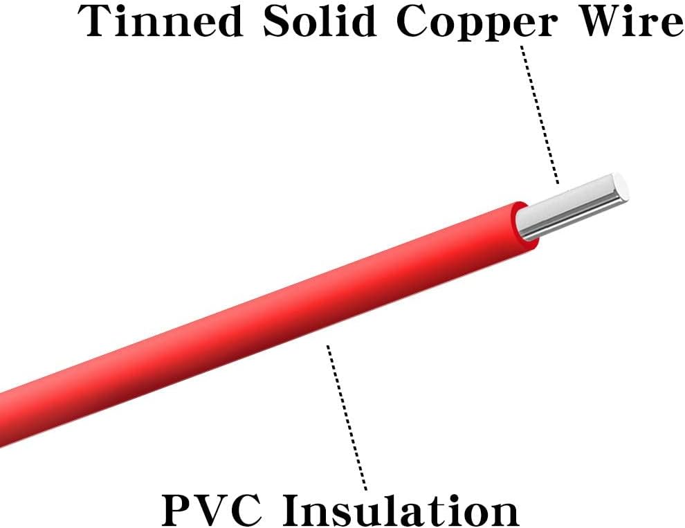 BNTECHGO 24 AWG 1007 Electric Wire - 24 Gauge PVC Solid Tinned Copper Wire - Red, 250 ft Per Reel for DIY