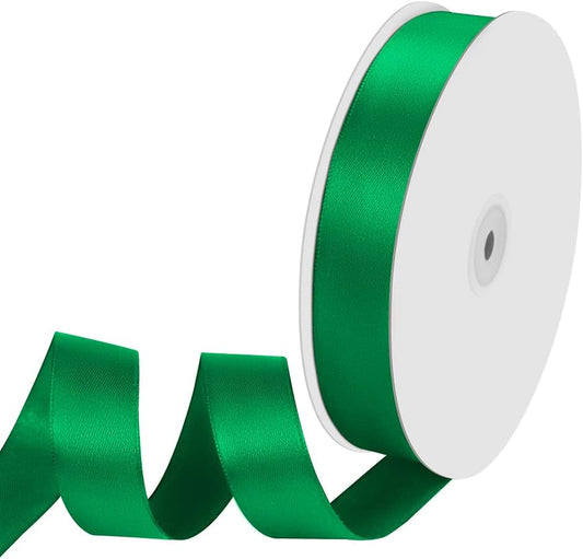 1" Width x 100 Yards Satin Ribbon, Green Ribbon Perfect for DIY Craft, Bows, Gift Wrapping, Flower Bouquet, Valentine's Day, Christmas and Party Decoration
