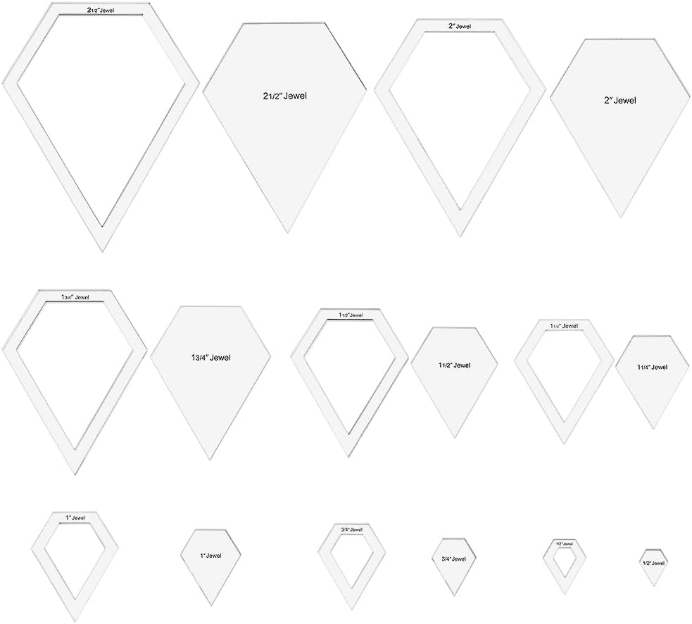 BENECREAT 16 Sizes Jewel Quilting Template, Acrylic Intricate Sewing Machine Ruler, Transparent Pressure Plate Router Template for DIY Hand Patchwork Cutting Craft, 6mm Thick