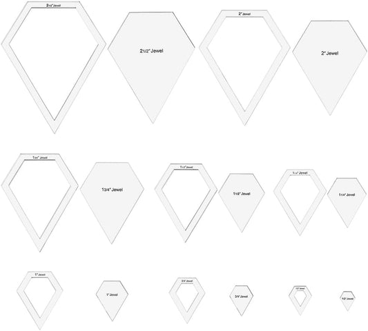 BENECREAT 16 Sizes Jewel Quilting Template, Acrylic Intricate Sewing Machine Ruler, Transparent Pressure Plate Router Template for DIY Hand Patchwork Cutting Craft, 6mm Thick