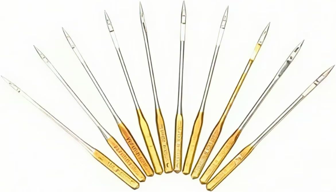 10 Pcs Sewing Machine Needles,Big Eye Universal Sewing Machine Home Sewing Macine Size 16 Sewing Notions and Supplies, Universal Sewing Machine Needles (Golden)