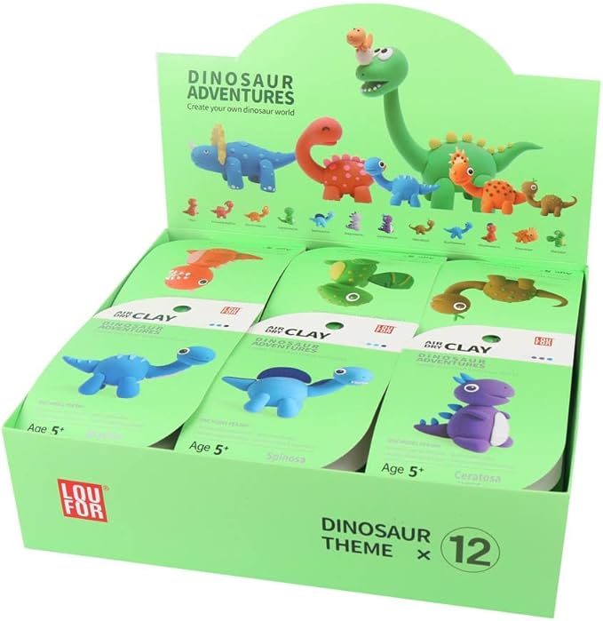 Air Dry Clay Kit for Kids - 12 Boxes DIY Modeling Clay Set with Sculpting Tools & Tutorials, Super Light & Non-Toxic, Creative Art Crafts for Boys Girls Ages 5+ (Dinosaur)