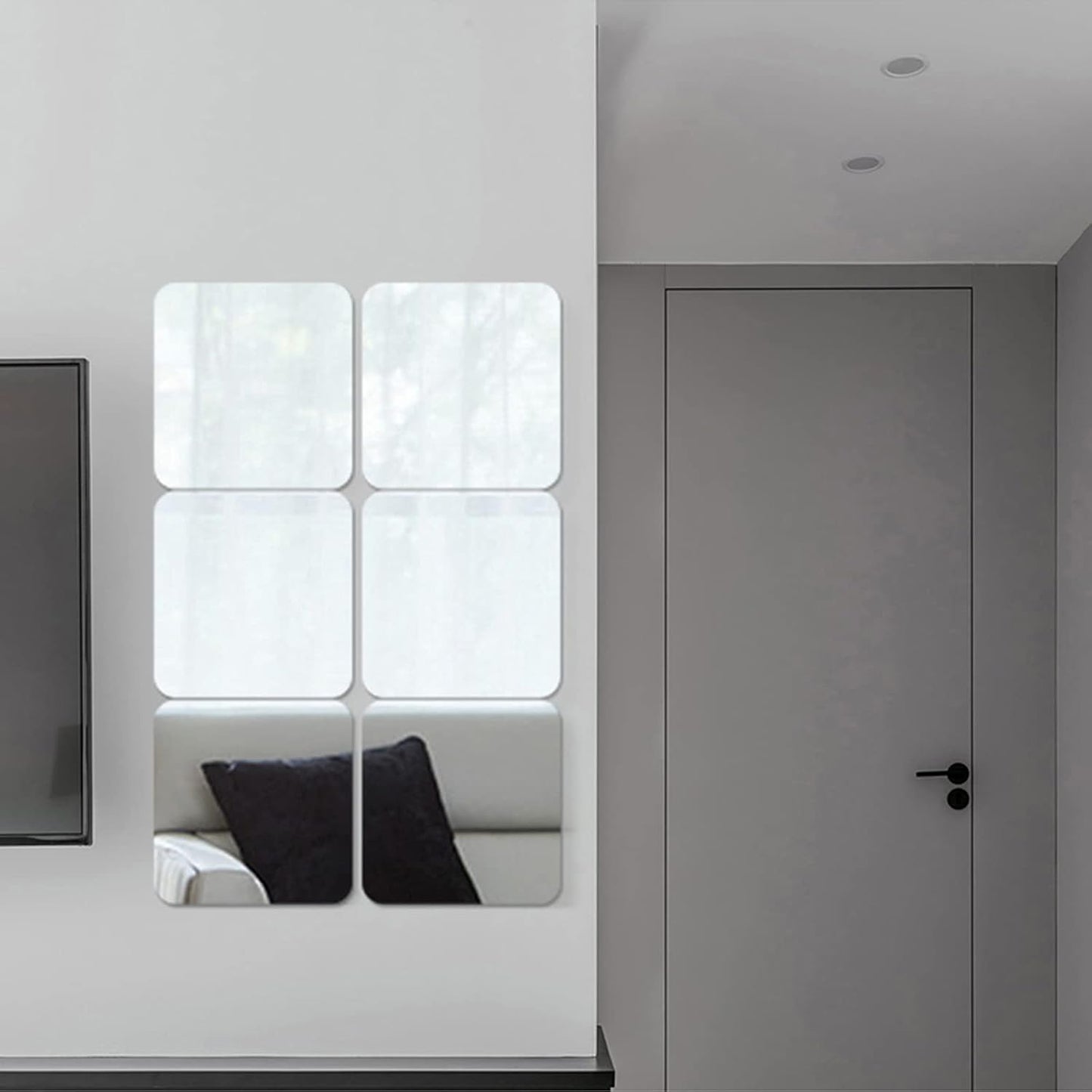 Acrylic Self Adhesive Mirror Sheet for Wall, Plastic Non Glass Sticky Kid Safety Mirror Tiles for Wall 12 inch 4Pcs