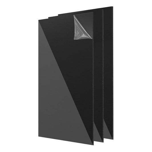uxcell 3Pcs Acrylic Sheets 12x6 Inch Acrylic Panel 1/8 Inch-3mm Plastic Board for Picture Frames Sign Holders DIY Display Projects Craft, Clear Black