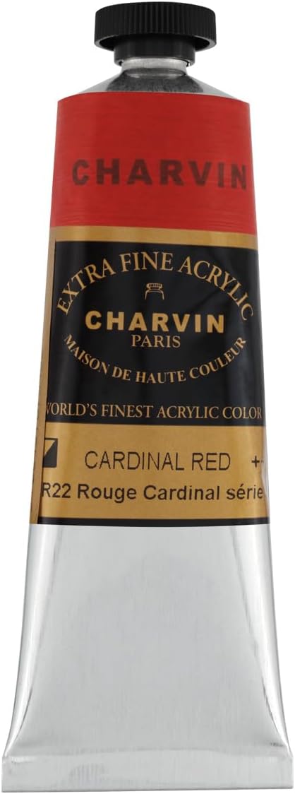 Charvin Extra Fine Professional Acrylic Paint - Cardinal Red, 150ml Tube, Triple-Milled, Lightfast Pigments, Open Stock Artist Acrylic Paints in Nature-Inspired Hues