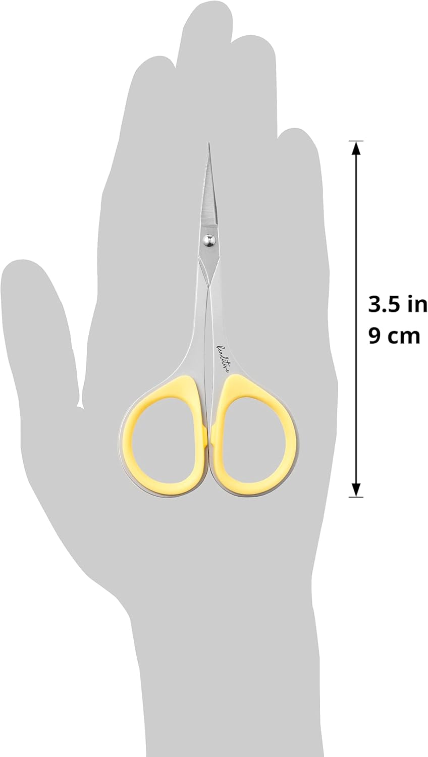 Beaditive Sewing and Embroidery Scissors Set (2 pcs) Curved and Straight, Sharp, Stainless-Steel Design | Precision Tips, Ergonomic Rubber Handle Grip | Small, Compact DIY Use (Extra Sharp)