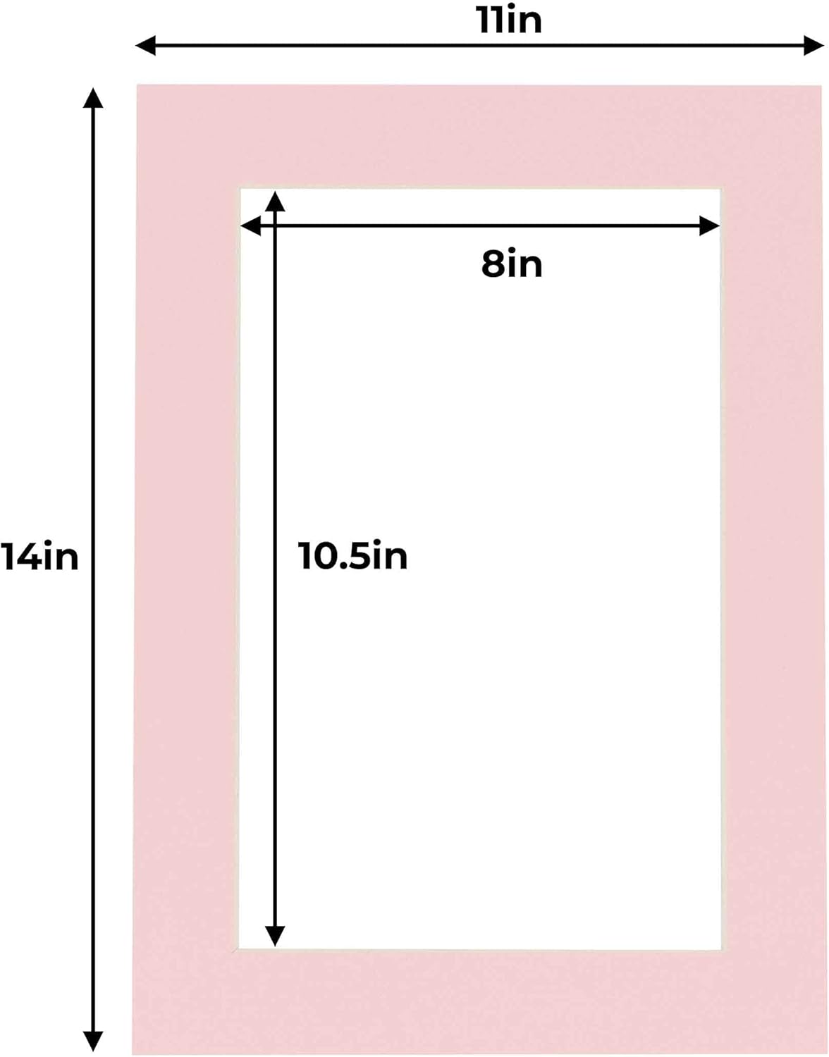 11x14 Mat for 8.5x11 Photo - Precut Soft Pink Picture Matboard for Frames Measuring 11 x 14 Inches - Bevel Cut Matte to Display Art Measuring 8.5 x 11 Inches - Acid Free Pack of TEN MATS