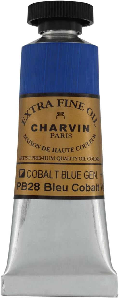 Charvin Extra Fine Oil Paint, Cobalt Blue Genuine 20 ml - Triple-Milled, Rich Texture, Poppy Oil-Based, Light-Fast, Handmade, Archival Quality