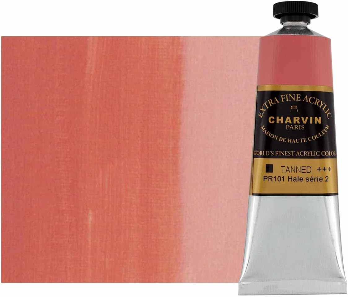 Charvin Extra Fine Professional Acrylic Paint - Tanned, 60ml Tube, Triple-Milled, Lightfast Pigments, Open Stock Artist Acrylic Paints in Nature-Inspired Hues