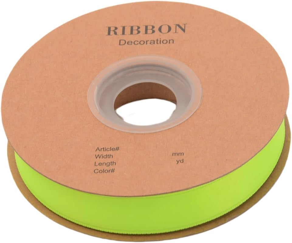 Double Side Satin Ribbon, Continuous 20 Yards,Use for Craft Bows Bouquet, Gift Wrapping, Wedding Decoration, Floral Arrangement (Fluorescent Green, 4/5 inch)