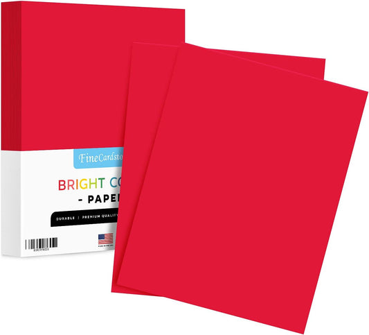 8.5 x 11" Red Color Paper Smooth, for School, Office & Home Supplies, Holiday Crafting, Arts & Crafts | Acid & Lignin Free | Regular 20lb Paper - 100 Sheets