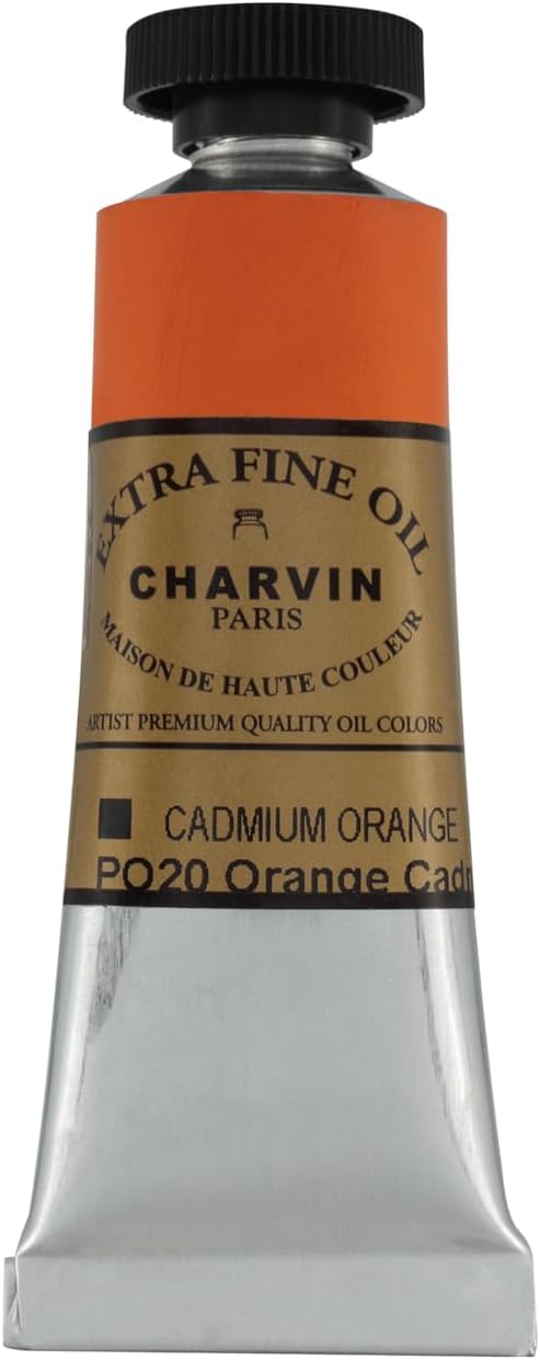 Charvin Extra Fine Oil Paint, Cadmium Orange 20 mL - Triple-Milled, Rich Texture, Poppy Oil-Based, Light-Fast, Handmade, Archival Quality