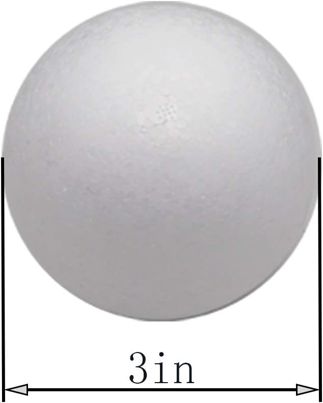 Crafjie Craft Foam Balls 3 Inches in Diameter, Smooth Foam Polystyrenets Premium Foam Ball, for Decoration Household School Projects DIY Arts and Craft, White (3inch 30pc)