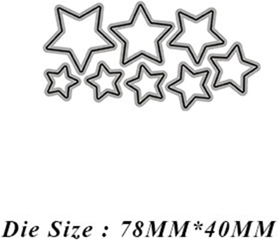 Metal Cutting Dies DIY Embossing Stencil Template Scrapbooking Card Making Mold Photo Album Arts Crafts Tools (8 Stars- 7.8x4cm)