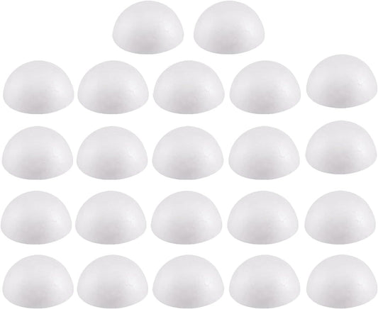 Crafjie 22PCS 2 Inchs White Foam Balls Half Round Polystyrene Half Foam Balls Craft Supplies Hemispherical Christmas Craft Ballfor DIY Home Craft Project and Art Decoration